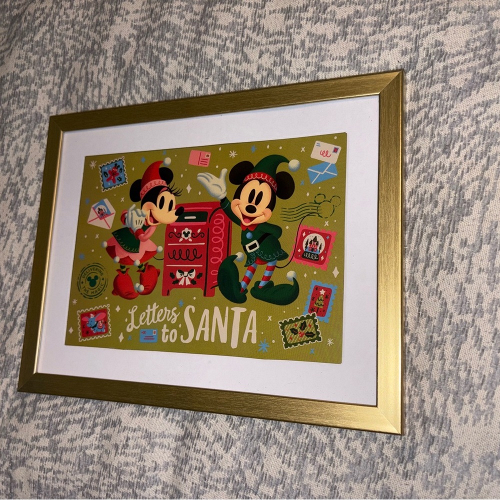 Disney letters to Santa Mickey Minnie Christmas gold frame print cardstock 5 x 7 - Picture 2 of 4